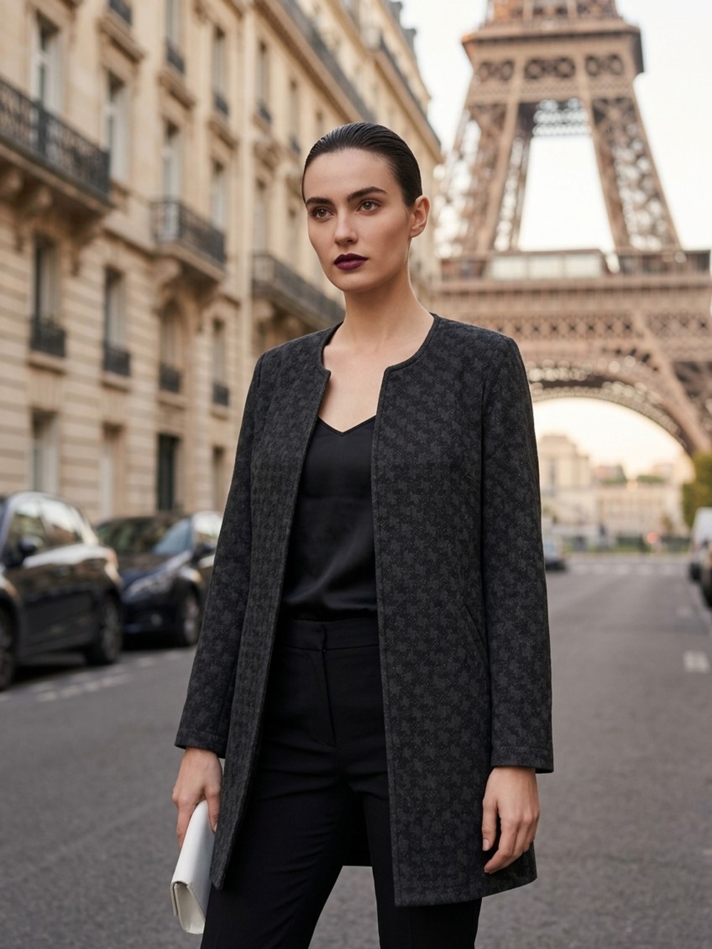 Karl Lagerfeld Black Collarless Blazer